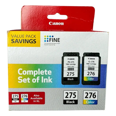 Set De Cartuchos De Tinta Para Impresora Canon 275 Y 276 Paquete de valor de cartuchos Negro\u002FTricolor (4988C005) Compatible con TS3520\u002F3522\u002F4722\u002F3720\u002F3722, TR4720 | Meses sin interés