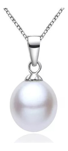 Elegante Collar De Perla Mujer Gota Plata Ley 925 C714
