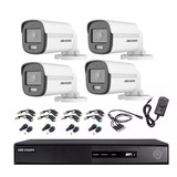 Kit Seguridad Hikvision Dvr 4ch + 4 Camara 2mp Audio Colorvu