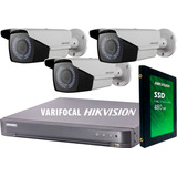 Kit Seguridad Hikvision Dvr 4 +disc+ 3 Camaras 2mp Varifocal