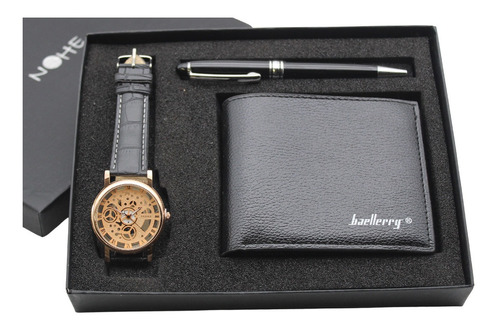  Reloj Hombre De Maquinaria Cartera Y Pluma Set Elegante