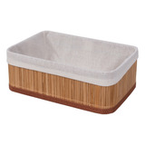 Cesto De Bambu Com Tecido M  29x19x10