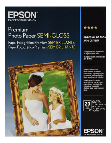 Papel Epson Semi-glossy S041331 Carta Color Blanco