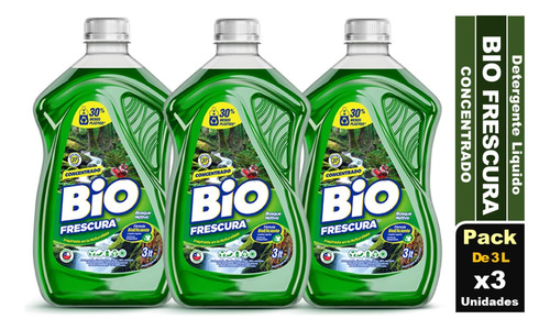 Detergente Liquido Bio Frescura 3 Lts Pack De 3 Unidades