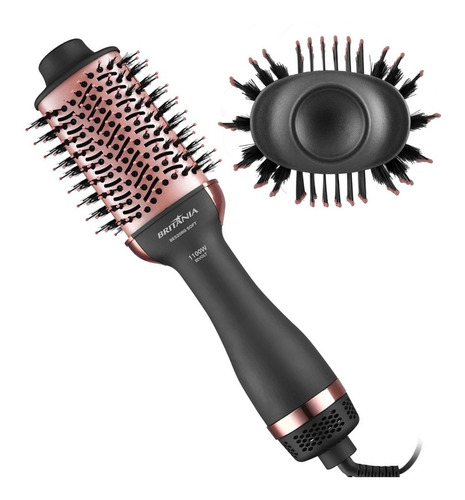 Escova Secadora Alisadora Britânia Bes20rg Soft Bivolt 1100w Cor Preto E Rosa