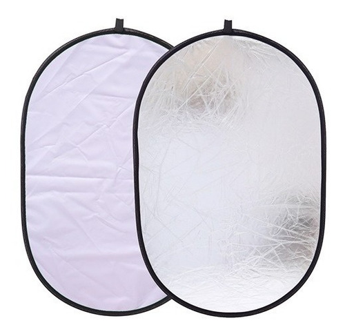 Rebatedor Oval 2x1 100x150 Cm Branco E Prata 100x150cm Case