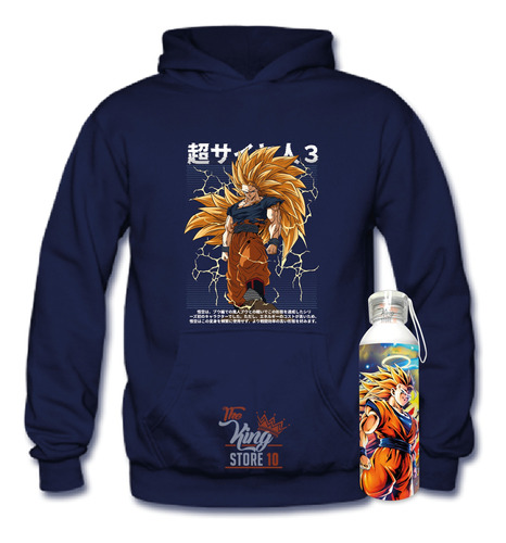 Poleron + Botella, Goku Super Saiyajin 3, Dragon Ball, Anime, Xxxl