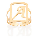 Maxi Anel Letras Ajustável Folheado Ouro 18k Rommanel 513298