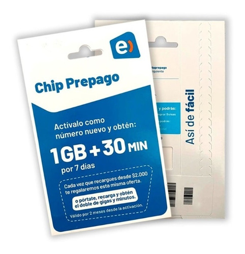 Chip Prepago Entel 1gb + 30 Minutos