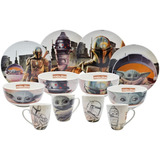 Vajilla Mandalorian Star Wars De Porcelana 4 Personas 12 Pz