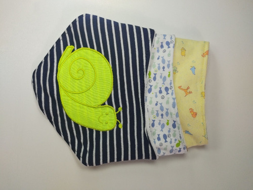 Bandanas Bebés Set 3 Uni. 100% Algodón Broches Con Metálicos