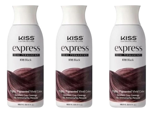 Kiss Express K98, Negro Tinte Semi Permanente 3pz