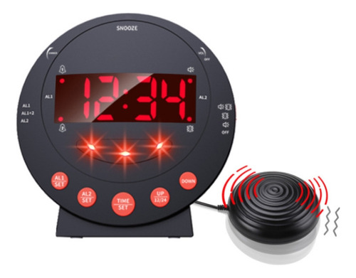 Reloj Despertador Digital Potente Con Vibración Para Sordos,