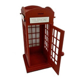 Porta Chá Cabine Telefônica Vermelha Em Mdf  35x16cm