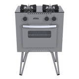 Fogão  De Chão Venax  Mini Cook A Gás 2 Queimadores  Grafite Porta Com Visor 22l