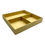 12 Cajas 20x20x3cm Madera Mdf Cuadrada Chica Con Divisiones