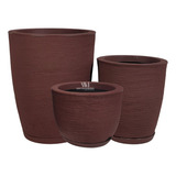 Kit 3 Vasos Plantas Decorativo Em Polietileno Bojos N1 N2 N3