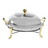 Set De Buffet Redondo, Chafing Dish De Acero Inoxidable Y Ca