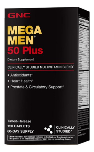 Gnc | Mega Men 50 Plus Multivitamin | 120 Caplets