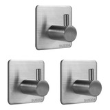 Percha Simple Autoadhesiva Gancho 90° Baño Acero Inox X 3