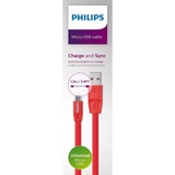 Cable Philips Dlc2518c Micro-usb  1.2 Mts Rojo Plano 