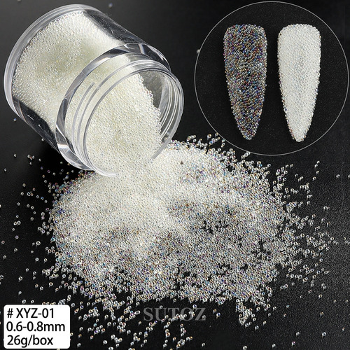 Perlas De Uñas Pixie Crystals For Nails, Microcaviar, Hologr