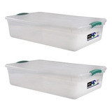 Pack De 2 Cajas Wenco Transparente Wenbox De 32 Lts 66,8x39,