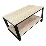 Mesa Ratona Dos Niveles Estilo Industrial Hierro Y Madera