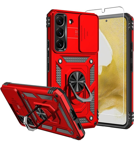 Funda Para Samsung S22 + Vidrio Protector Tpu Rojo