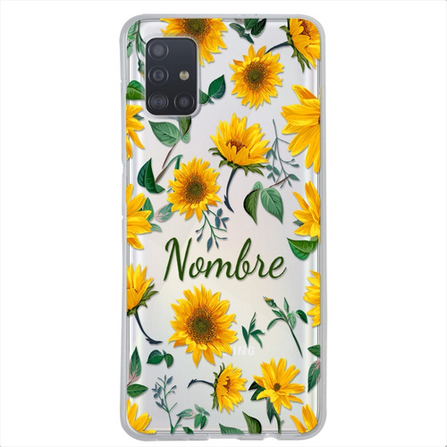 Funda Galaxy Girasoles Personalizada Con Tu Nombre