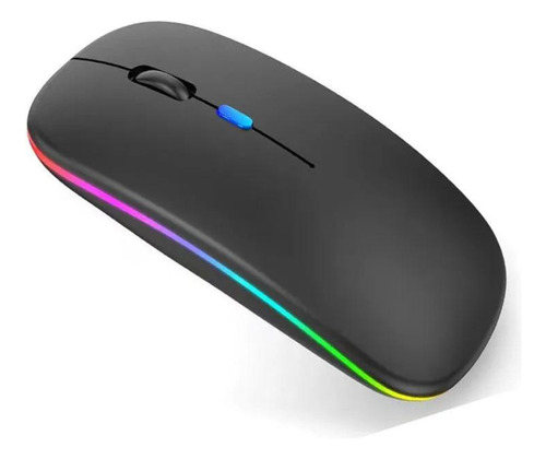 Mouse Sem Fio Com Led Wireless Recarregável Leve Ergonomico Cor Preto