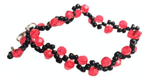 Pulsera En Rojo Y Negro Artesanal