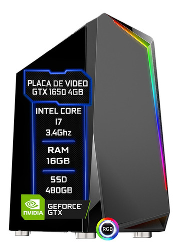 Pc Gamer Fácil Intel I7 3.4ghz 16gb Ssd 480gb Gtx 1650 4gb