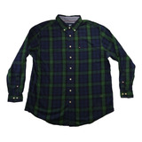 Camisa Tommy Hilfiger Azul/verde Logo Bordado Al Frente