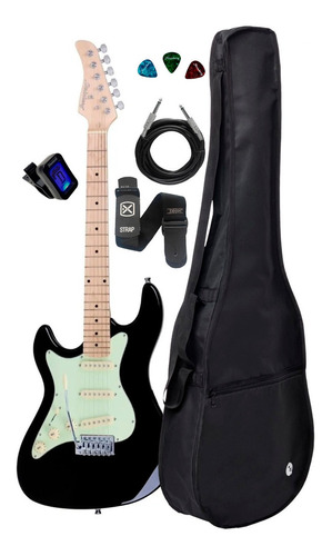 Guitarra Strinberg Sts100bk Preto Canhoto Kit Capa Cabo Full