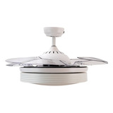 Ventilador De Techo Smart Wifi Retractil Masterfan Piatto 42 Estructura Blanco Aspas Transparente