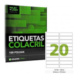 Etiqueta Adesiva Carta Com 20 Etiquetas Colacril Cc181 Cor Branco