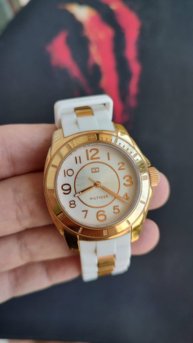 Reloj Tommy Hilfiger De Mujer Blanco Y Dorado