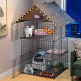 Jaula Casa Para Gatos Y Mascotas Diy Plegable 2 Y 3 Niveles