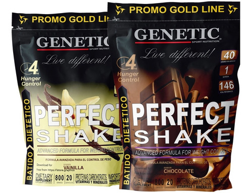 40 Servicios Batido Bajar Peso Perfect Shake Genetic + Dieta