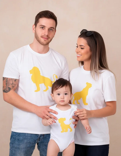 Playera Papa Mamá E Hijo Leon Algodon 100% Trio Fiesta