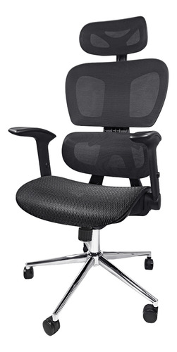 Silla Con Ruedas Ergonómica Oficina Ejecutiva Soporte Lumbar Color Negro Material Del Tapizado Air Mesh