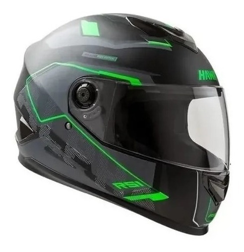 Casco Para Moto Integral Hawk Rs1 Negro/verde Fluo