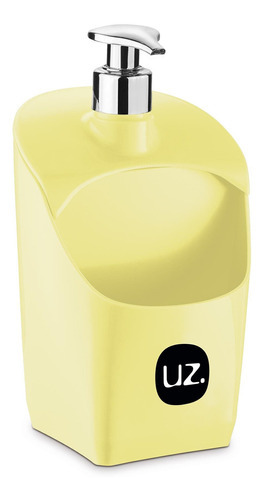 Porta Detergente Dispenser Plástico Com Suporte Esponja Uz Cor Amarelo