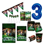 Kit Decoración Las Tortugas Ninja X24 Niños + Bolsas +numero