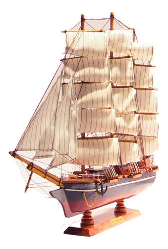 Barco Decorativo Madera-tela Largo 58, Alto 48 Ancho 10 Cm