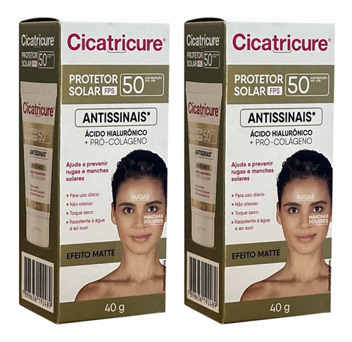 Kit 2 Protetor Solar Facial Fps 50 Antirrugas Cicatricure