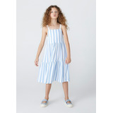 Vestido Infantil Midi Estampado Listrado Hering Kids