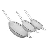 Kit 3 Peneira Em Aço Inox Utensílio De Cozinha - Premium