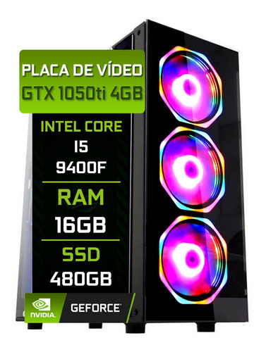 Pc Fácil Gamer Intel I5 9400f 16gb Gtx 1050ti Hd Ssd 480gb
